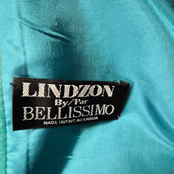 VTG Turquoise Leather Suede Coat Lindzon by Bellissimo Canada Open Front Boho - Picture 5 of 6